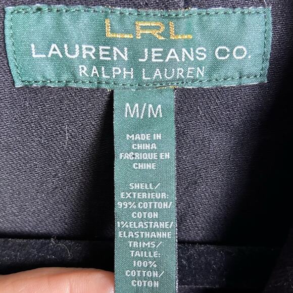 Lauren Ralph Lauren jacket medium denim blazer equestrian velvet collar black - Picture 11 of 11